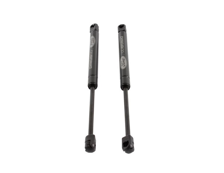 Kit elevadores capó negro con logo grabado Mustang 2015–2024 Ford Performance