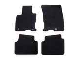 Kuga Alfombrillas de terciopelo premium delanteras y traseras, negras con doble costura en rojo.