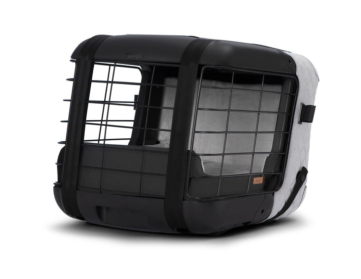 4pets®* Jaula de transporte Caree para perros y gatos, se fija de forma segura al asiento de cualquier pasajero, en color gris frío.