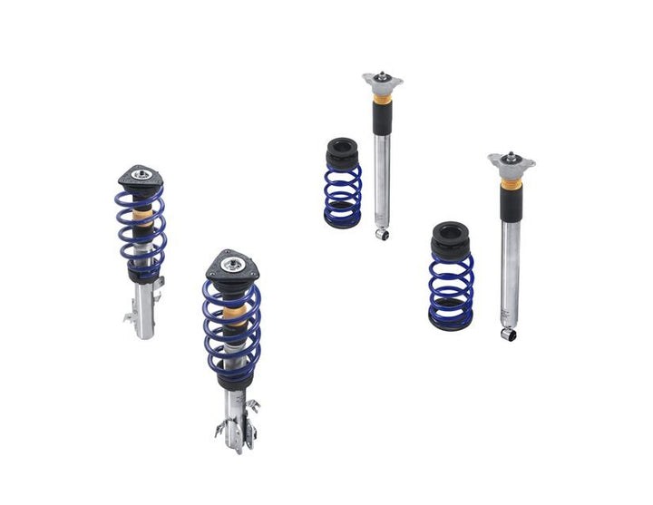 Original Ford Fiesta Kit de suspensión coilover de acero inoxidable con muelles con revestimiento en polvo en color azul Ford Performance.