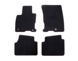 Kuga Alfombrillas de terciopelo premium delanteras y traseras, negras con doble costura en rojo.