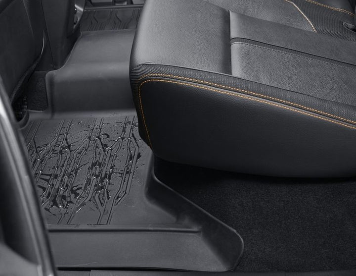 Ranger Alfombrillas de goma delanteras y traseras, en color negro, estilo bandeja con bordes elevados.