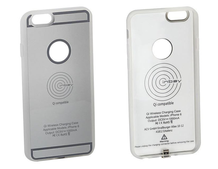 ACV* Funda de carga Qi para iPhone® 6/6S, en color plata.