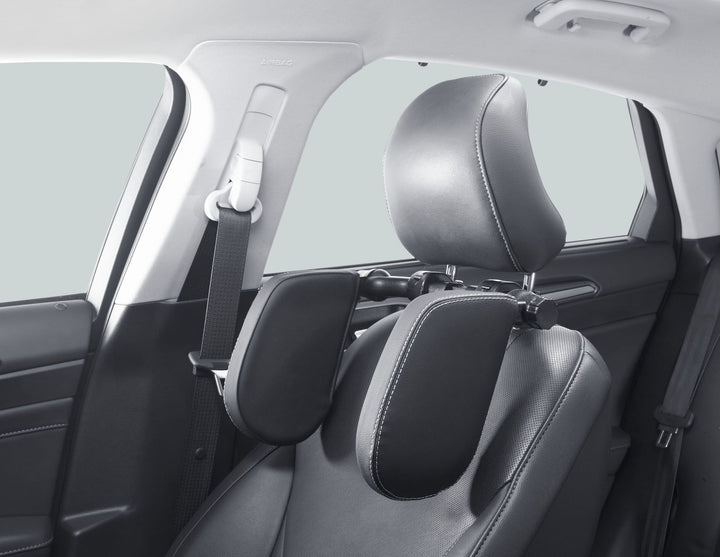 ACV* Reposacabezas de descanso de piel PVC negra con ribetes plateados