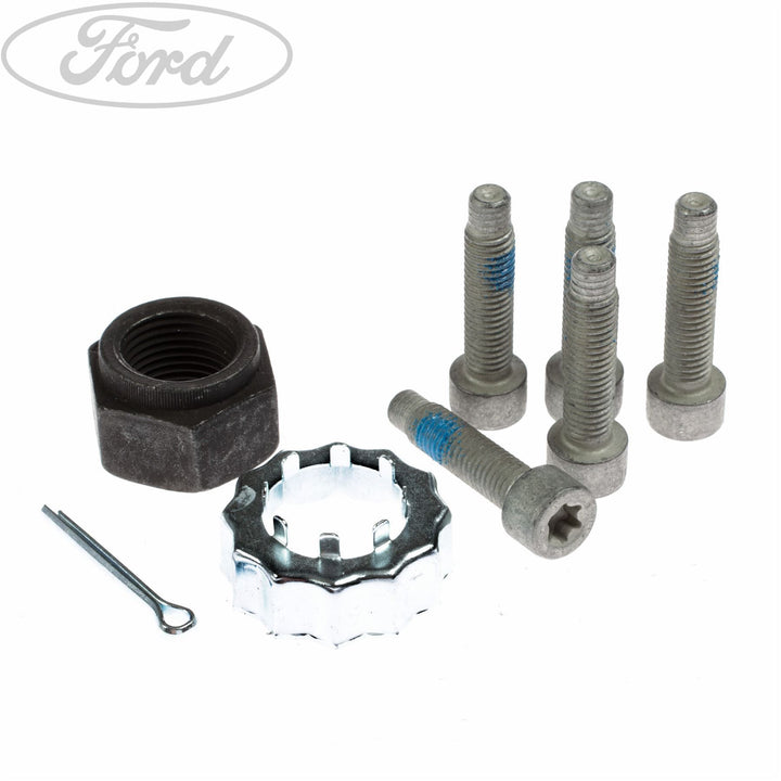 Tuerca, pernos y pasador del buje del cojinete de la rueda delantera original para Ford Transit 2006–2014 1377907