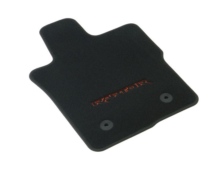 Kit de alfombrillas de moqueta delanteras y traseras Ranger Raptor 2022+ negras con logo rojo
