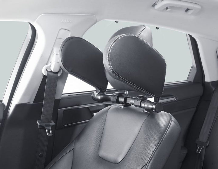 ACV* Reposacabezas de descanso de piel PVC negra con ribetes plateados