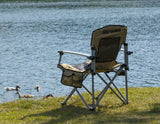 ARB* Silla de camping con bolsa con correa de hombro negra y beige.