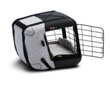 4pets®* Jaula de transporte Caree para perros y gatos, se fija de forma segura al asiento de cualquier pasajero, en color gris frío.