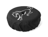 Original Ford Bronco Funda para rueda de repuesto Negra con el logo blanco de Bronco Pony