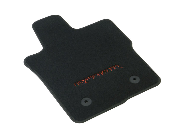 Kit de alfombrillas de moqueta delanteras y traseras Ranger Raptor 2022+ negras con logo rojo