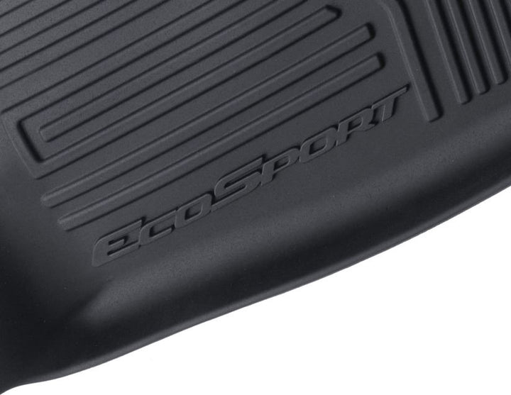Ecosport Alfombrillas de goma delanteras, en color negro, estilo bandeja con bordes elevados.