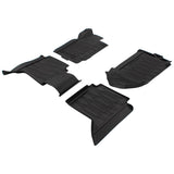 Ranger Alfombrillas de goma delanteras y traseras, en color negro, estilo bandeja con bordes elevados.