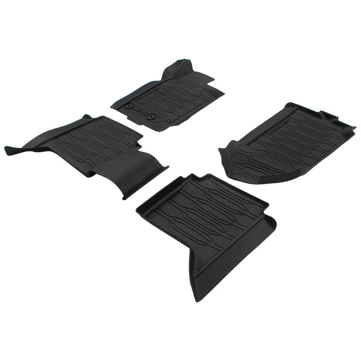 Ranger Alfombrillas de goma delanteras y traseras, en color negro, estilo bandeja con bordes elevados.