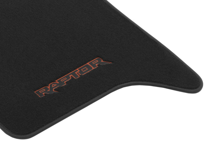 Kit de alfombrillas de moqueta delanteras y traseras Ranger Raptor 2022+ negras con logo rojo