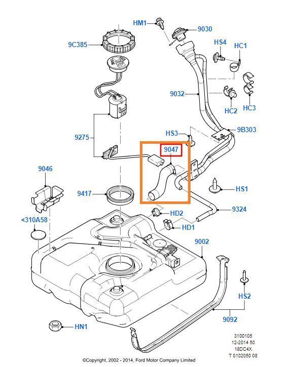 Manguito de llenado diésel original para Ford Transit Connect Lynx 1.8L 5223242