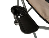 ARB* Silla de camping con bolsa con correa de hombro negra y beige.