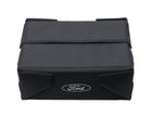 Caja organizadora plegable de tela en color negro, con óvalo Ford en color blanco a ambos lados.