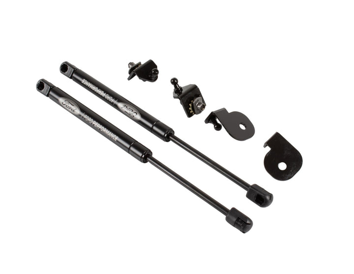 Kit elevadores capó negro con logo grabado Mustang 2015–2024 Ford Performance