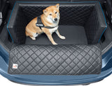 padsforall®* Alfombra de viaje para mascotas de cuero PU en color negro con ribete azul, tamaño: S.