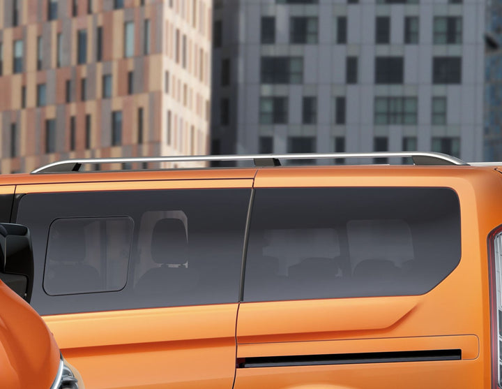 Original Ford Tourneo/Transit Custom Barras longitudinales portaequipajes para techo de color plateado