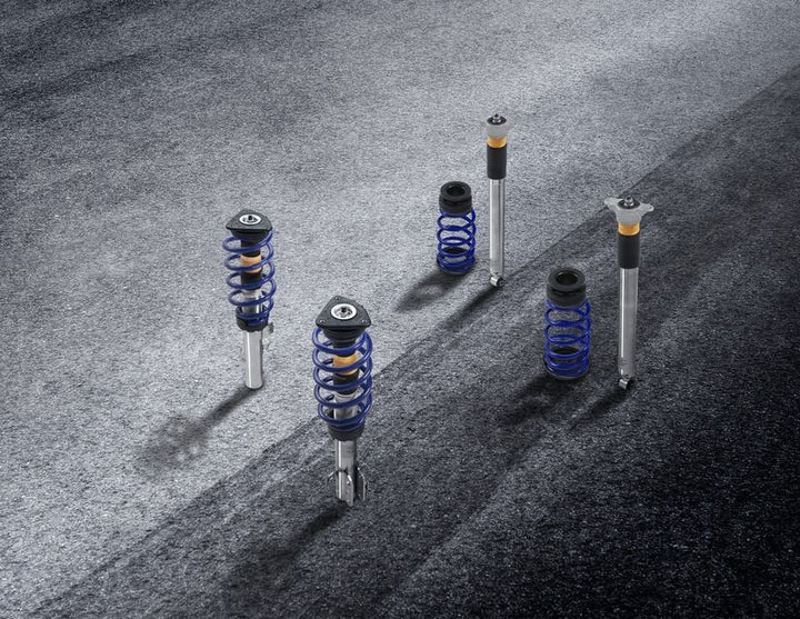 Original Ford Fiesta Kit de suspensión coilover de acero inoxidable con muelles con revestimiento en polvo en color azul Ford Performance.