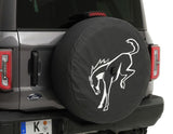Original Ford Bronco Funda para rueda de repuesto Negra con el logo blanco de Bronco Pony